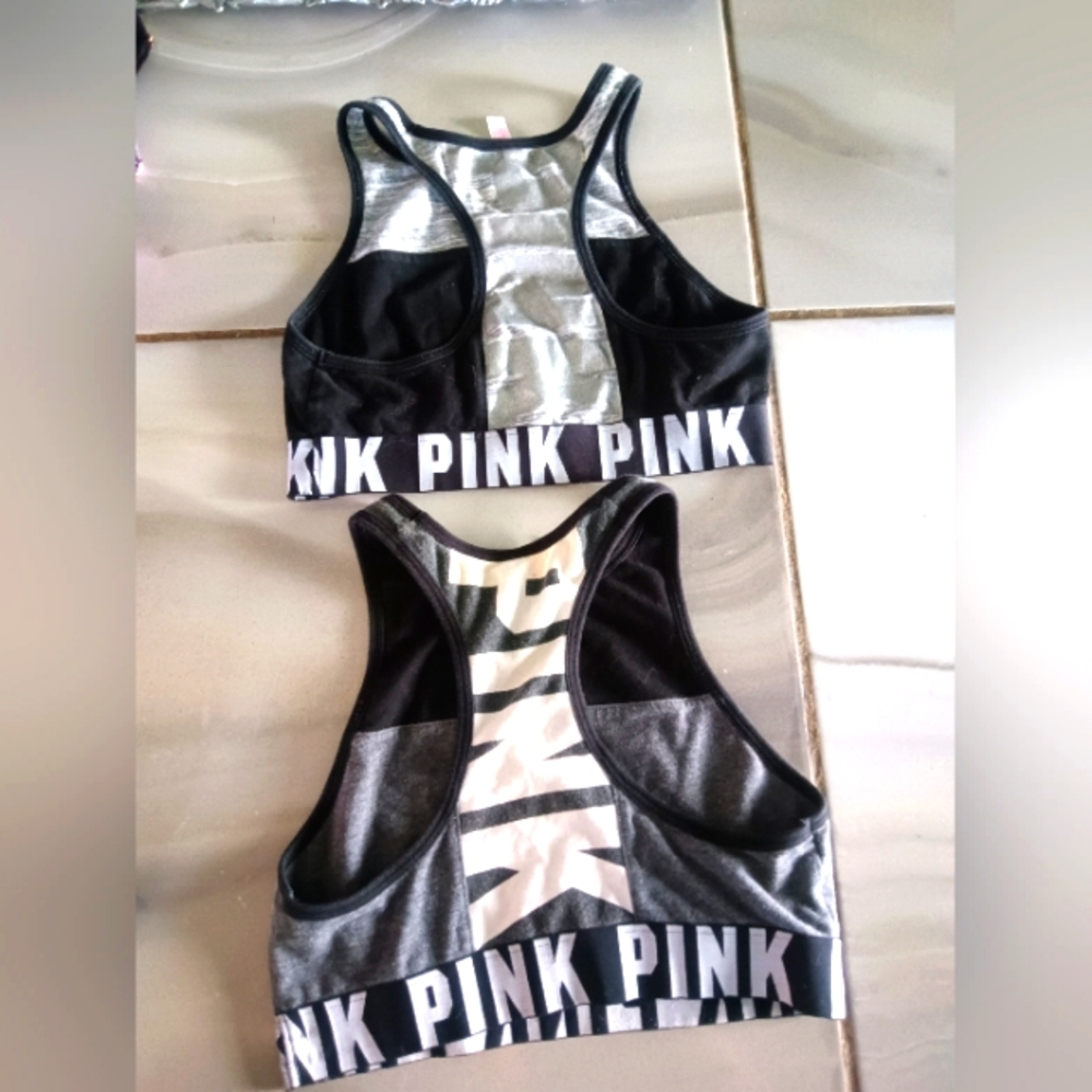 2 PINK gently used sport bras size small